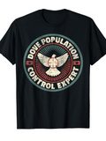 Men's T-Shirt Dove Population Control Expert Vintage Circle With Radiant Retro Sunburst Dove