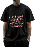 Men's T-Shirt Playful Pink Accents With Abstract Dogs Pattern Graphic T Shirt