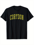 Men's T-Shirt Corydon Bold Yellow Letters On Clean Black Soft Cotton T Shirt