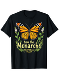 Men's T-Shirt Save The Monarchs Vibrant Leaves Surrounding Orange Butterfly Monarch