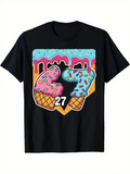 Men's T-Shirt Sprinkles And Colorful Dripping Icing On Numbered Ice Cream Cones Design