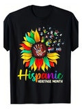 Men's T-Shirt Hispanic Heritage Month Colorful Sunflower And Painted Handprints Flower