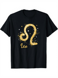 Men's T-Shirt Leo Shimmering Gold Stardust Zodiac Constellation With Cosmic Accents