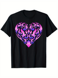 Men's T-Shirt Glowing Neon Flames Forming A Heart Shape Centerpiece Heart