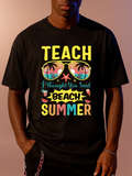 Men's T-Shirt Teach I Thought You Said Beach Summer Sunset Reflection With Palm Trees Sunglasses