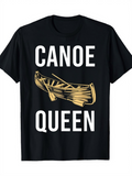 Men's T-Shirt Canoe Queen Retro Boating Illustration With Golden Paddles And Elegant Canoe