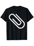 Men's T-Shirt Minimal White Outline On Classic Pure Cotton Paperclip