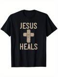 Men's T-Shirt Jesus Heals With Two Bandages Forming A Central Cross