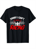 Men's T-Shirt Sorry I Cant Racing Car Heartbeat Lines Bold Red Lettering Racing Car