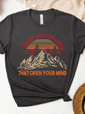 Men's T-Shirt Seek Adventures With Retro Sunset Over Mountain Range