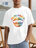 Men's T-Shirt Pride Month Rainbow Colored Shiny Lips Surrounded By Vibrant Energy