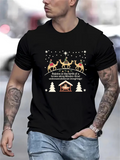 Men's T-Shirt Silent Night Holy Night With Three Wise Men Journeying To Manger Scene