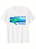 Men's T-Shirt Corpus Christi Texas Ocean Waves With Swimming Green Sea Turtle