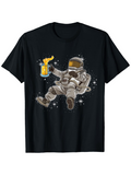 Men's T-Shirt Floating Astronaut Surrounded By Stars Holding Beer Mug Astronaut