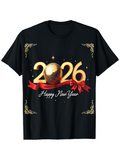 Men's T-Shirt Happy New Year Glowing Golden Ribbon And Sparkling Celebration Ball