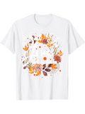 Men's T-Shirt Autumn Leaves And Wildflowers In A Circular Botanical Pattern T Shirt