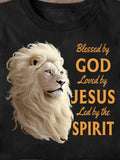 Men's T-Shirt Blessed By God Led By The Spirit With Majestic White Lion Artwork