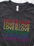 Men's T-Shirt Love Is Love Rainbow Colored Repeating Slogan With Bold Letters