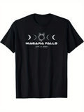 Men's T-Shirt Niagara Falls Solar Eclipse Phases Under Celestial Night Sky
