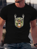 Men's T-Shirt Majestic Deer Head With Antlers In Camouflage Forest