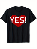 Men's T-Shirt Yes Bold Red Heart Graphic On Black Shirt