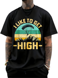Men's T-Shirt I Like To Get High Paraglider In Retro Sunset Over Mountain