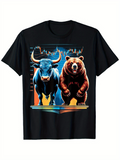 Men's T-Shirt Financial Market Trends With Bull And Bear Standing Under Stock Chart