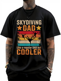 Men's T-Shirt Skydiving Dad Retro Sunset With Silhouetted Parachuters And Vintage Stripes Silhouette
