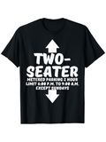 Men's T-Shirt Two Seater Large Bold Letters With Up And Down Arrow Black T Shirt