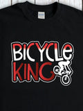 Men's T-Shirt Bicycle King Red And White Stylized Letters With Riding Cyclist Silhouette