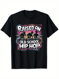 Men's T-Shirt Raised On Vibrant Neon Lights Old School Hip Hop Dancers Silhouette