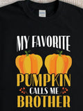 Men's T-Shirt My Favorite Pumpkin Surrounded By Autumn Leaves With Charming Pumpkins Design