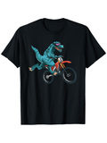 Men's T-Shirt Retro Sunglasses Wearing Dinosaur Riding Fast Racing Motorcycle