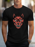 Men's T-Shirt Fiery Red Snarling Wild Beast Wolf Head Undercurrents Graphic Wolf