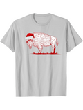 Men's T-Shirt Holiday Red Buffalo Wearing A Santa Hat Illustration