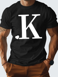 Men's T-Shirt Minimal Classic Black Shirt With Large White Letter K Print