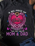 Men's T-Shirt A Big Piece Of My Heart With Bright Purple Butterflies And Shining Pink Ribbon Heart