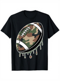 Men's T-Shirt Camouflage Patterned Melting Effect Dripping Football T Shirt
