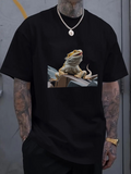 Men's T-Shirt Realistic Rock Surface With Sunbathing Lizard In Evening Light Lizard