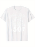 Men's T-Shirt White Milestone Anniversary 50th Celebration With Decorative Script Typography T Shirt