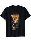 Men's T-Shirt Majestic Wild Fierce Forest Evening Light On Lone Leopard