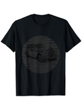 Men's T-Shirt Classic Garage Scene With Grayscale Retro Car Illustration