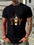 Men's T-Shirt Santa Hat With Candy Cane Belted Mug And Joyful Holiday Letters