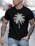 Men's T-Shirt Monochrome Silhouette With Dreamy Fronds Floating In Soft Breeze Palm Tree