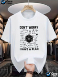 Men's T-Shirt Dont Worry I Have A Plan With D20 Dice Surrounded By Fantasy Adventure Symbols