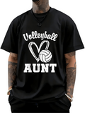 Men's T-Shirt Volleyball Aunt Large Heart With Graphic White Volleyball Ball