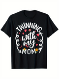 Men's T-Shirt Twinning With My Mom Hearts Swirls And Playful Lettering Surrounded By Doodles