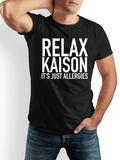 Men's T-Shirt Relax Kaison Bold Statement White Text On Black TShirt