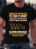 Men's T-Shirt Curious Skilled Clever With Orange And Gold Tools Wrenches