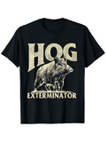 Men's T-Shirt Hog Exterminator Bold Vintage Letters With Standing Wild Boar Graphic